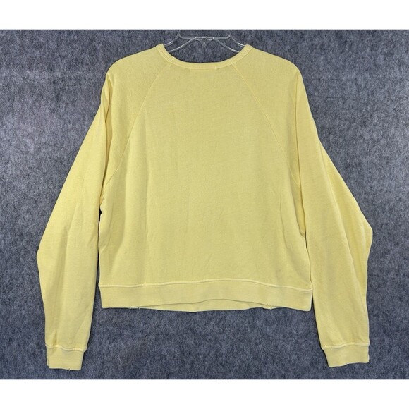 Marine Layer Distressed Sweatshirt Sweater Womens M Yellow Terry Cotton Crewneck - Picture 7 of 11
